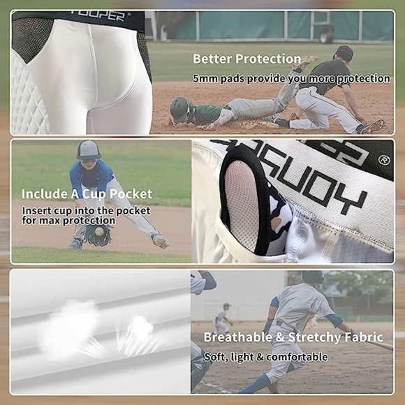 Youper Bottoms Youth Elite Compression Padded Sliding Shorts Cup